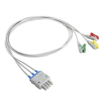 สายเคเบิล ECG ของ Nihon Kohden BR-906P BR-903PA K911A ตั้งค่าคลิปหนีบตะกั่ว 3 ตัวเป็นขั้วต่อ 4 ขาคู่