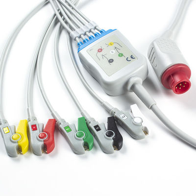 Bionet BM3 / 5 สายเคเบิล ECG และ Leadwires 5 ตะกั่ว IEC Clip 8Pin Connector สายเคเบิล ECG