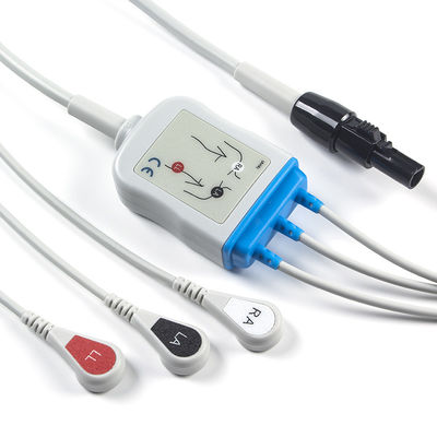 สายเคเบิล ECG ของ Kontron และสายไฟ 125 128 VSM510 3 สายเคเบิล ECG Connector AHA Snap 7Pin Connector