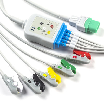 สายเคเบิล ECG ของ Mindray Datascope และ Leadwires 5 สายเคเบิล IEC Clip TPU ECG ตะกั่ว