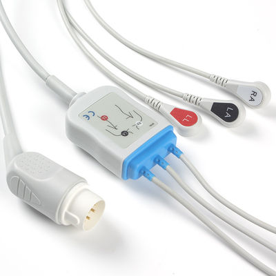 P-hilips 8Pin ECG Cables and Leadwires 3Lead M1735A Snap ECG Cable