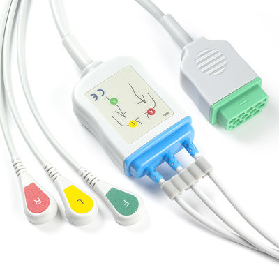 GE Marquette 2021141-002 2001292-001 สาย ECG และ Leadwires 3 Lead IEC snap 11pin Connector สาย ECG