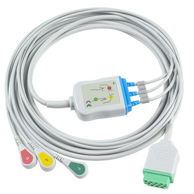 GE Marquette 2021141-002 2001292-001 สาย ECG และ Leadwires 3 Lead IEC snap 11pin Connector สาย ECG