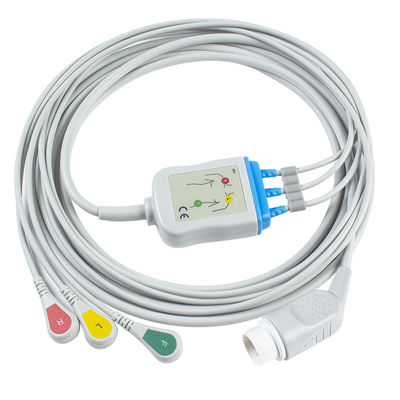 P-Hilips สาย ECG สำหรับผู้ใหญ่และสายตะกั่ว 8pin 3 Lead Snap สาย ECG