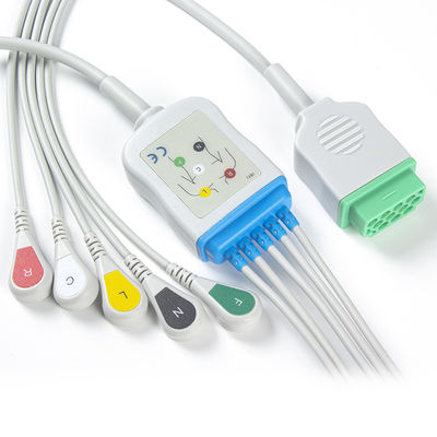 GE Marquette CBM-05NA-10AS-0001 สาย ECG และสายตะกั่ว 5 สาย IEC snap 11pin Connector สาย ECG