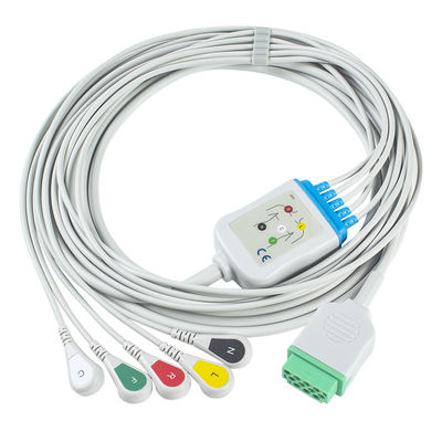 GE Marquette CBM-05NA-10AS-0001 สาย ECG และสายตะกั่ว 5 สาย IEC snap 11pin Connector สาย ECG