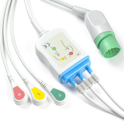Nihon Kohden สาย ECG และสายไฟ CB-72353P 11pin OEC-6102A Connector ECG Cable 3 Lead IEC snap
