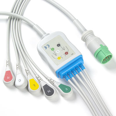 สายเคเบิล ECG Mennen และ Leadwires 5 Lead IEC Clip 12Pin Connector สายเคเบิล ECG