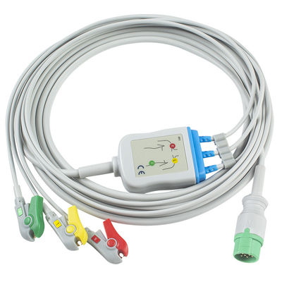 สายเคเบิล ECG Biolight BLT และสายไฟ 3 สาย IEC Clip 12Pin Connector สายเคเบิล ECG