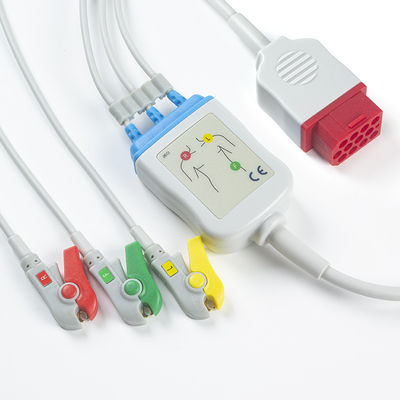 Bionet ใหม่ BM3 BM5 สาย ECG และ Leadwires 12 Pin Connector ECG Cable 3 Lead IEC Grabber Clip
