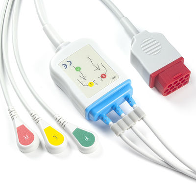 Bionet รุ่นใหม่ BM3 BM5 สายเคเบิล ECG และสายตะกั่ว สายเคเบิล ECG แบบสแน็ป 3 ตะกั่ว ขั้วต่อ IEC 12 ขา