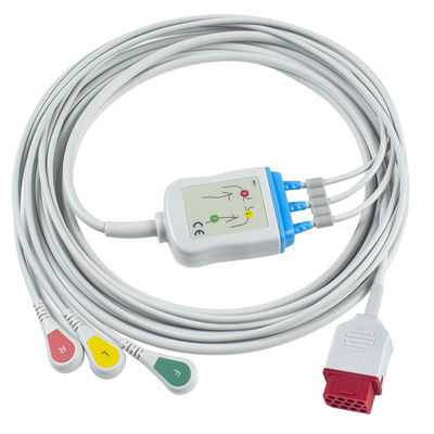 Bionet รุ่นใหม่ BM3 BM5 สายเคเบิล ECG และสายตะกั่ว สายเคเบิล ECG แบบสแน็ป 3 ตะกั่ว ขั้วต่อ IEC 12 ขา