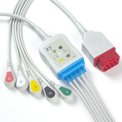 Bionet ใหม่ BM3 BM5 BM7 5 Lead ECG Cables และ Leadwires Snap ECG Cable IEC 12 pin