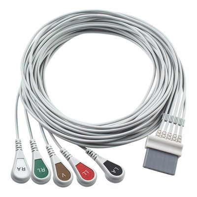 ชิลเลอร์ ECG สายเคเบิลและสายนํา 7pin Connector ECG สายเคเบิล 5 Lead IEC snap grabber