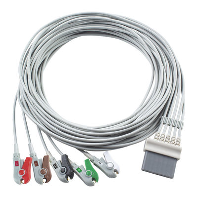 ชิลเลอร์ ECG สายเคเบิลและสายนํา 7pin Connector ECG สายเคเบิล 5 Lead IEC snap grabber