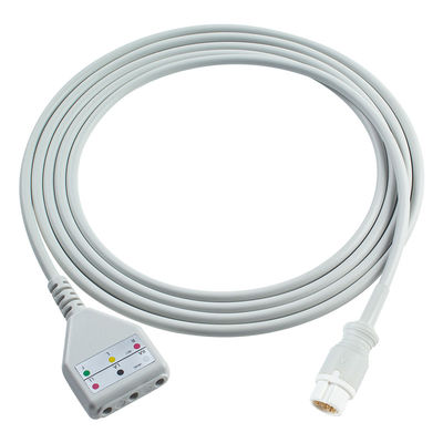 PH 12Pin ECG กระเป๋าสายไฟฟิล-ipps ดินสไตล์ 3Lead สายไฟ 1.30M