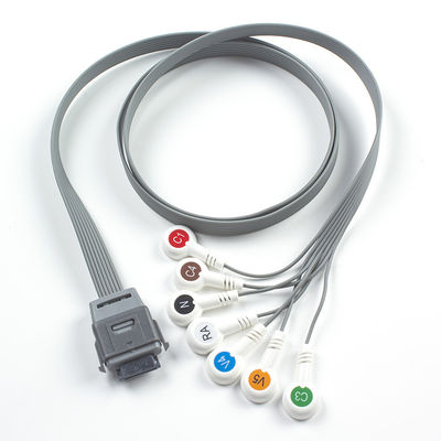 7Lead ECG Holter Cable วัสดุ TPU IEC Snap รองรับสําหรับเครื่องมือ Edan Biomedical