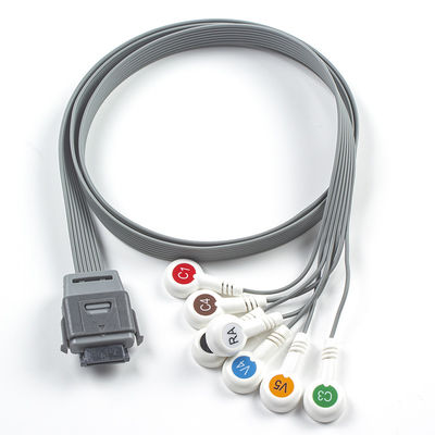 7Lead ECG Holter Cable วัสดุ TPU IEC Snap รองรับสําหรับเครื่องมือ Edan Biomedical