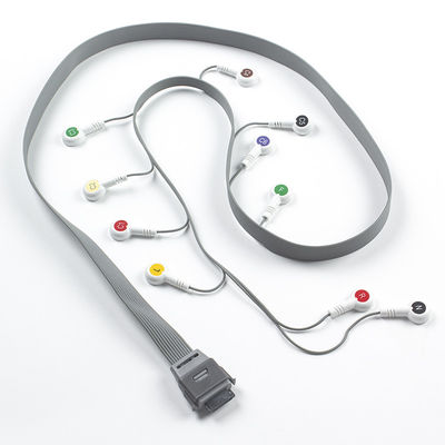 สีเทา 10 โลด ECG Holter Cable เหมาะสมสําหรับ Edan อุปกรณ์ชีววิทยา IEC Snap