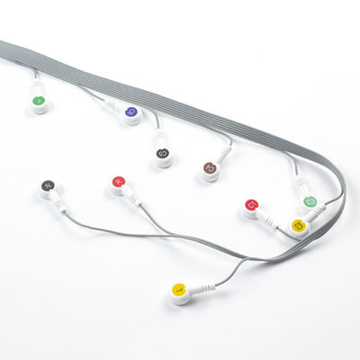 สีเทา 10 โลด ECG Holter Cable เหมาะสมสําหรับ Edan อุปกรณ์ชีววิทยา IEC Snap