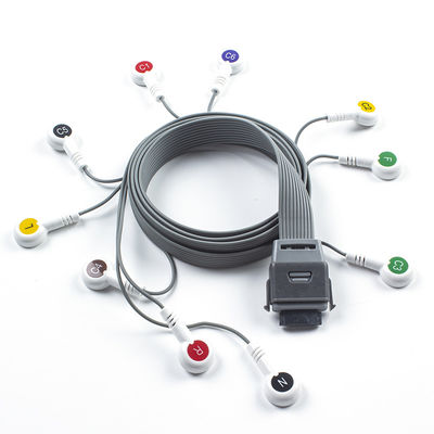สีเทา 10 โลด ECG Holter Cable เหมาะสมสําหรับ Edan อุปกรณ์ชีววิทยา IEC Snap