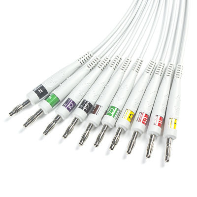 สายเคเบิลการวินิจฉัยเอเคจีที่เข้ากันได้ 10Lead IEC Banana for GE AM4,AM5, CASE 12,CASE 15,CASE 16,CENTRA MAC12