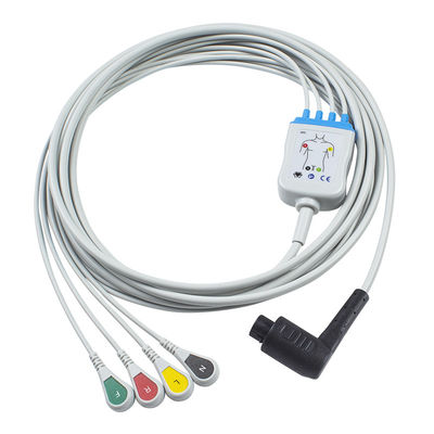 2.5m 5.0 กว้าง ร่างกายที่เข้ากันได้ 3 สายเคเบิล ECG 4Lead IEC Grabber สําหรับปลายผู้ป่วย