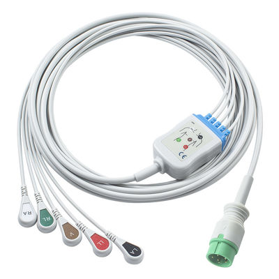 สีเทา รองรับ IVY 5Lead ECG Cable AHA Snap กว้าง 1m 3.0