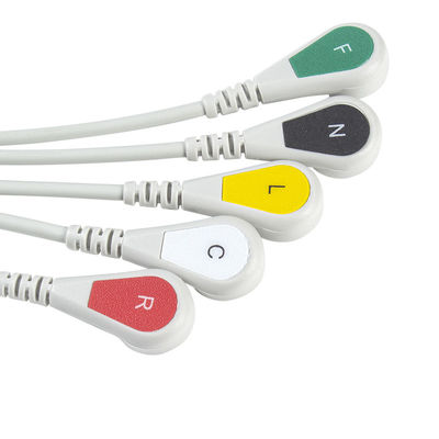 คาเบิ้ล ECG ที่เข้ากันได้ 5 ช่อง สําหรับเครื่องตรวจหัวใจ Medetec ECG อังกฤษ IEC Snap