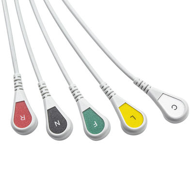 คาเบิ้ล ECG ที่เข้ากันได้ 5 ช่อง สําหรับเครื่องตรวจหัวใจ Medetec ECG อังกฤษ IEC Snap
