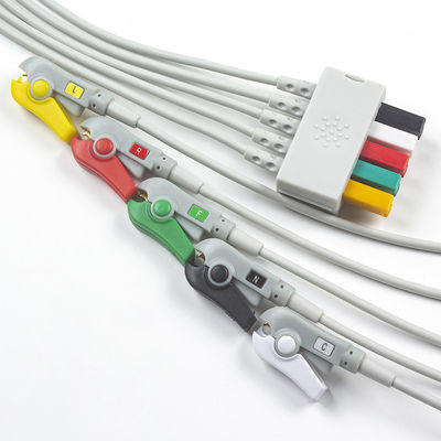 Siemens คาเบลผู้ป่วย ECG 5 Lead Siemens IEC Grabber ECG Lead สําหรับผู้ใหญ่หรือเด็กในสีเทา