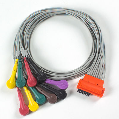 สอดคล้อง Cardioline Touch ECG 10Lead คาเบล ECG IEC Snap กับ TPU สีเทาและสีส้ม