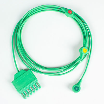 สายนํา ECG ที่สามารถนําไปใช้ได้อีกครั้ง Drager Siemens Monolead 3Lead IEC Snap MS14555 สายนํา ECG