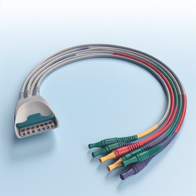 สายเคเบิล Philips ECG 5 Lead 12Pin M1975A สำหรับผู้ใหญ่และเด็ก