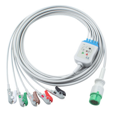 Ecomed ECG Cables and Leadwires 12pin Connector ECG Cable 3 5 Lead IEC AHA Snap Grabber Clip