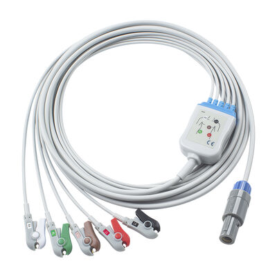 สาย ECG Epsilon Lemo 6 พิน และสายนำ ECG สายเคเบิล ECG 3 5 Lead IEC AHA Snap Grabber Clip