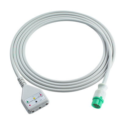 ไบโอไลท์ 12Pin 3 5Lead ECG Trunk Adapter Cable O-ximax Tech AnyView A2 A6 A4 A8 Q7 Q5 คาเบลขยาย ECG สไตล์ Din