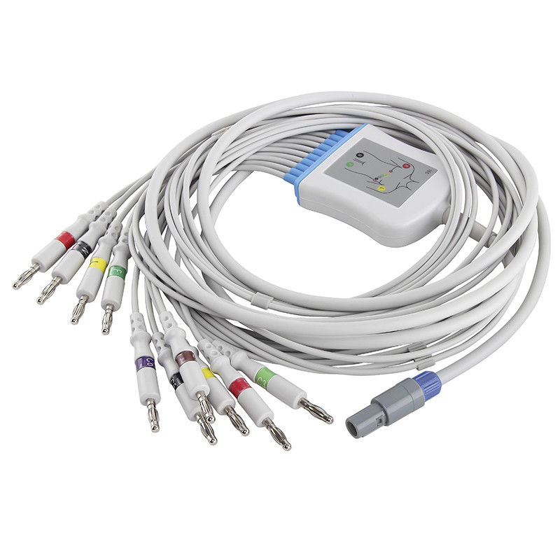 Welch Allyn SE-PRO-600 M2461A สายเคเบิลและสายไฟ EKG ตัวเชื่อมต่อ IEC 4.0Banana