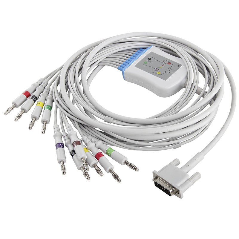 P-hilips สายเคเบิล HP EKG M2461A M3702C 989803175901 สายเคเบิล EKG และสายไฟ 15 ขา IEC Banana 4.0