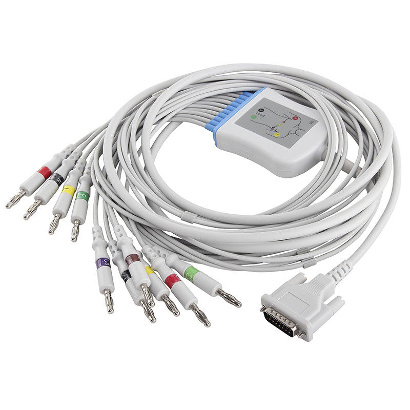 สายเคเบิล Schiller EKG AT1 CS200 2.400095 2.400071E 2.400071S สายเคเบิล EKG และสายไฟ 15 ขา IEC Banana 4.0