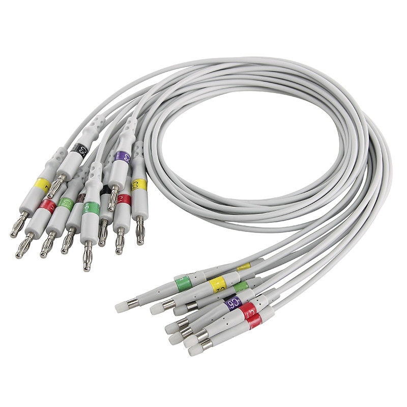 10 Lead Welch Allyn Cp200 สายเคเบิล ECG EKG Lead Wires IEC 4.0 Banana EKG Leadwires