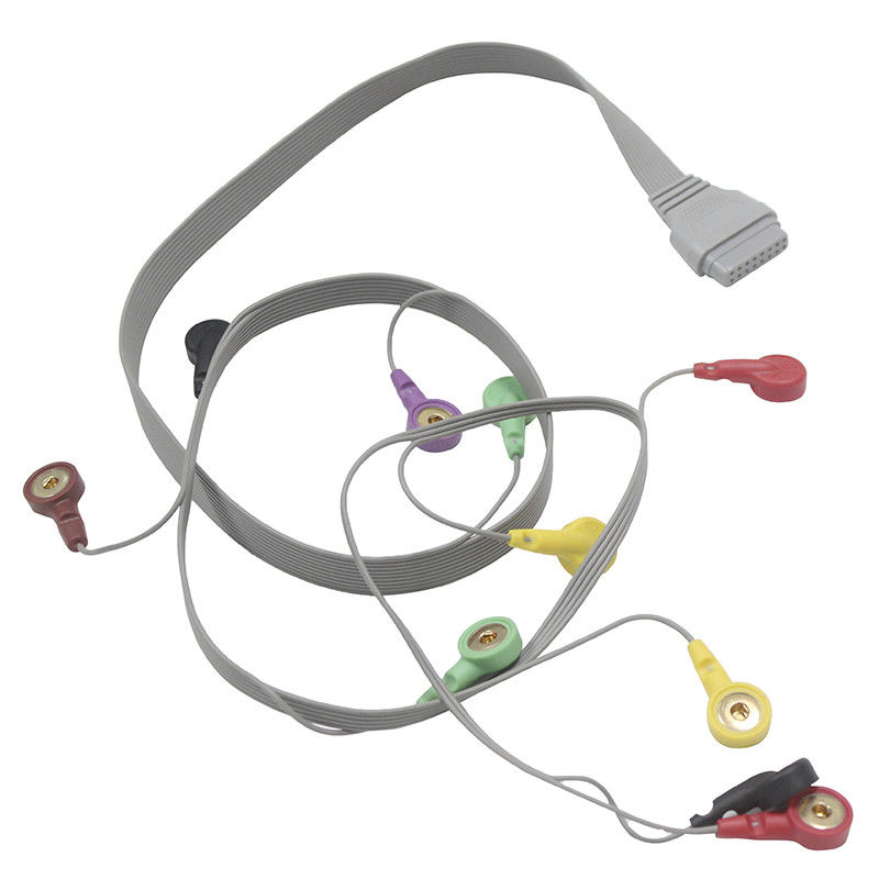 Edan SE-2003 SE-2012 Holter ECG Cable สายเคเบิลสำหรับผู้ป่วย 10 ตะกั่ว IEC Snap Electrode Leads