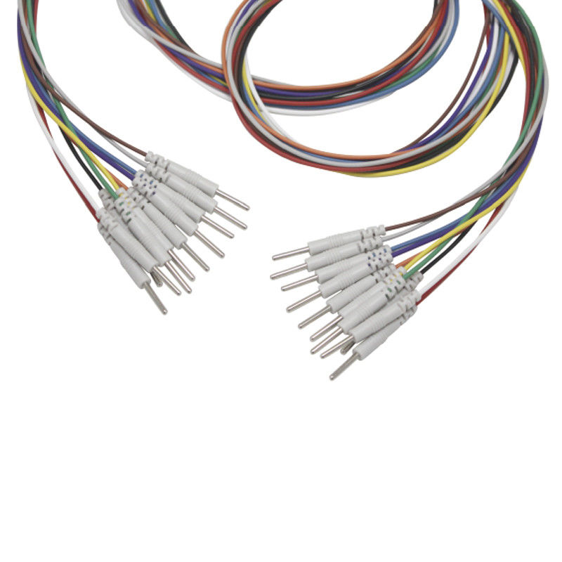 3.5 Mono Plug Grabber ถึง 2.0 มม. พิน EEG Cap อิเล็กโทรดชุบนิกเกิล EEG EMS Leadwires Electrode