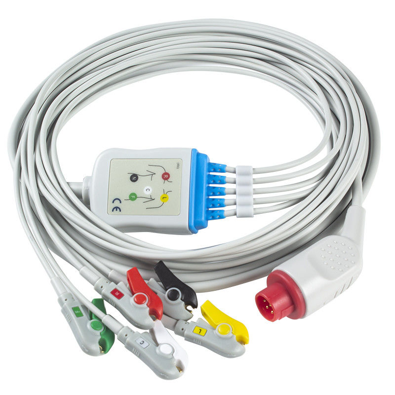 Bionet BM3 / 5 สายเคเบิล ECG และ Leadwires 5 ตะกั่ว IEC Clip 8Pin Connector สายเคเบิล ECG