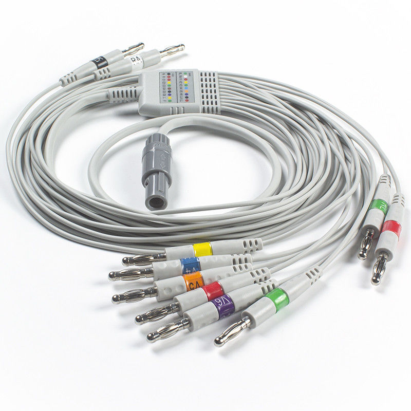 Welch Allyn RE-PC-AHA-BAN SE-PRO-600 EKG สายเคเบิลและสายไฟ 14 ขา IEC Banana 4.0