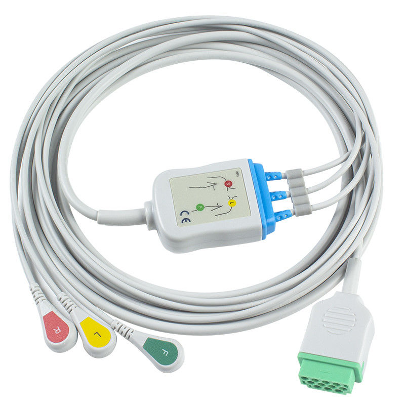 GE Marquette 2021141-002 2001292-001 สาย ECG และ Leadwires 3 Lead IEC snap 11pin Connector สาย ECG