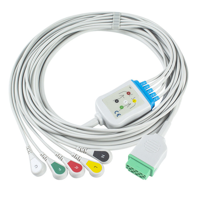 GE Marquette CBM-05NA-10AS-0001 สาย ECG และสายตะกั่ว 5 สาย IEC snap 11pin Connector สาย ECG