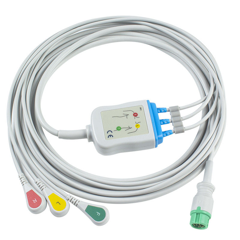 Nihon Kohden สาย ECG และสายไฟ CB-72353P 11pin OEC-6102A Connector ECG Cable 3 Lead IEC snap