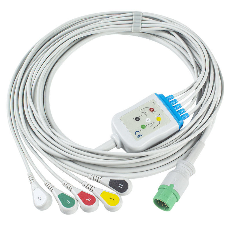 สายเคเบิล ECG Mennen และ Leadwires 5 Lead IEC Clip 12Pin Connector สายเคเบิล ECG