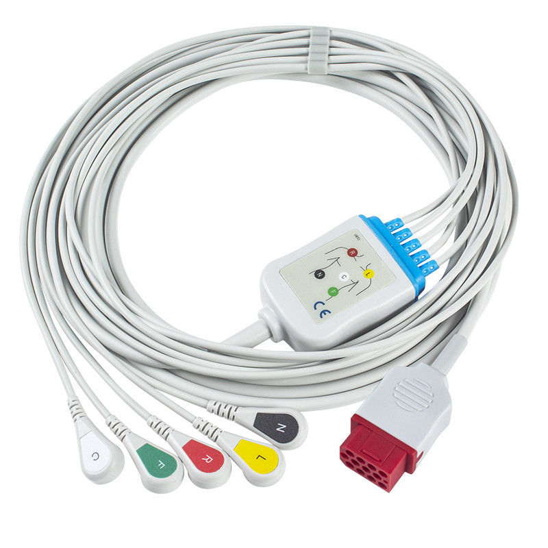 Bionet ใหม่ BM3 BM5 BM7 5 Lead ECG Cables และ Leadwires Snap ECG Cable IEC 12 pin